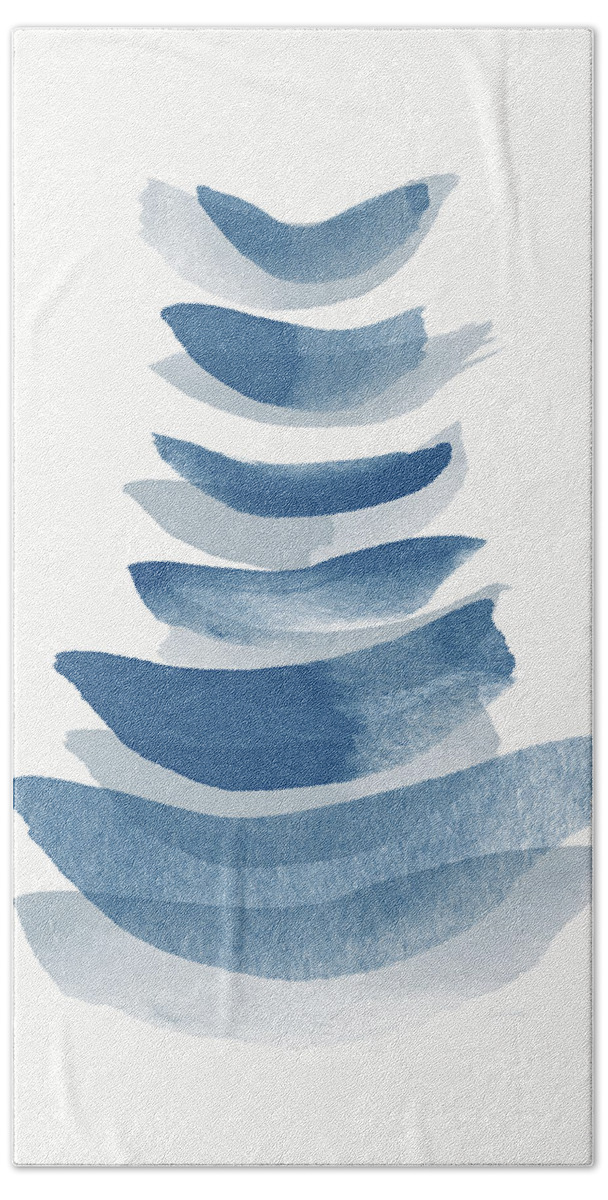 Abstract Hand Towel featuring the mixed media Ocean Zen 2 - Art by Linda Woods by Linda Woods