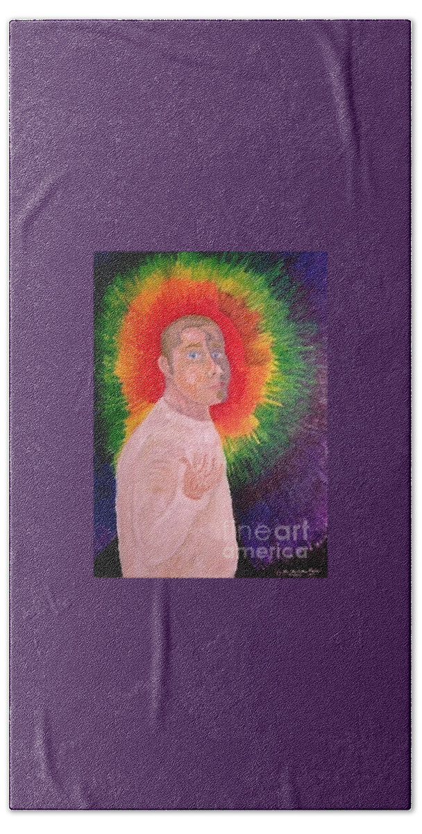 Realism Bath Towel featuring the painting Oiled Self Portrait 2008 by Timothy Foley