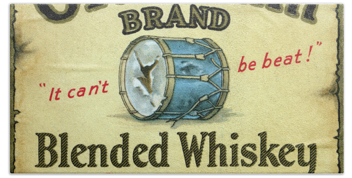 Drum Hand Towel featuring the painting Old Drum Brand Blended Whiskey by Unknown