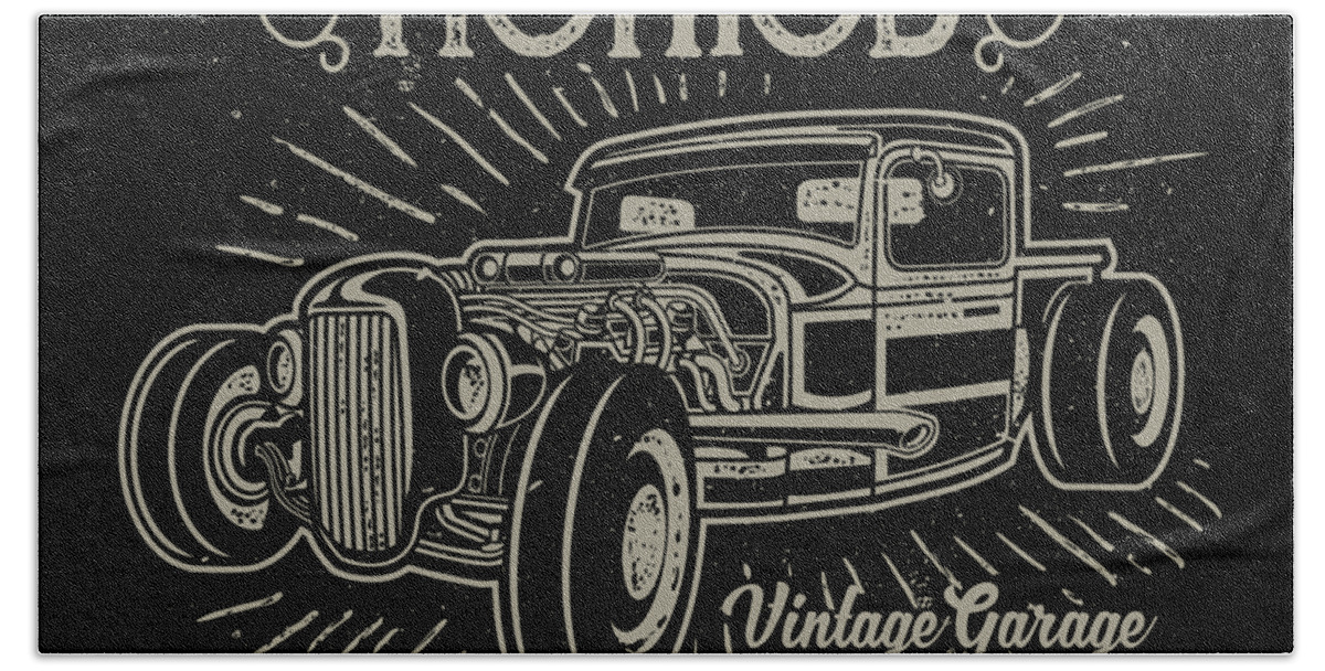 Hot Rod Hand Towel featuring the digital art Old School Hot Rod Car by Long Shot
