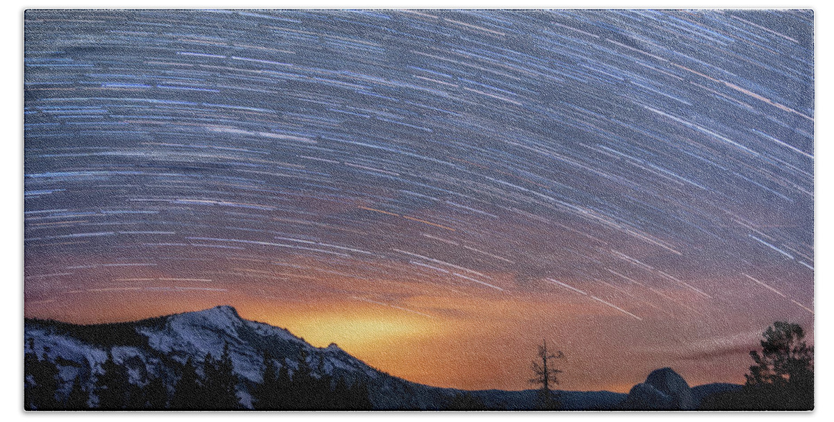 California Bath Towel featuring the photograph Olmstead Point Star Trails by Cat Connor