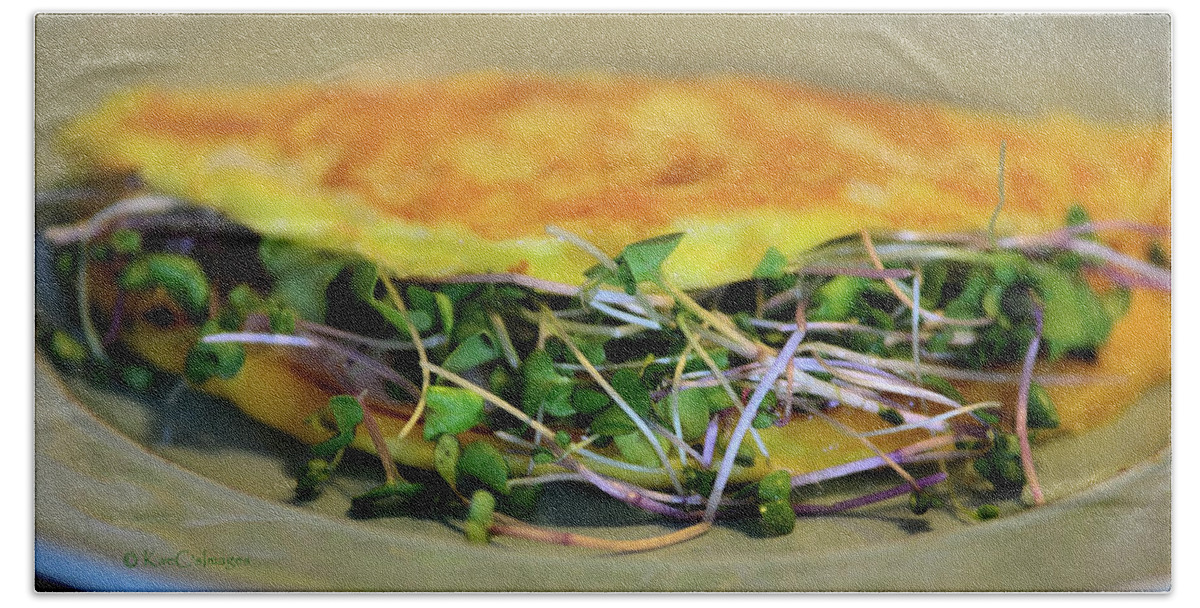 Food Bath Towel featuring the photograph Omelette With Sprouts by Kae Cheatham
