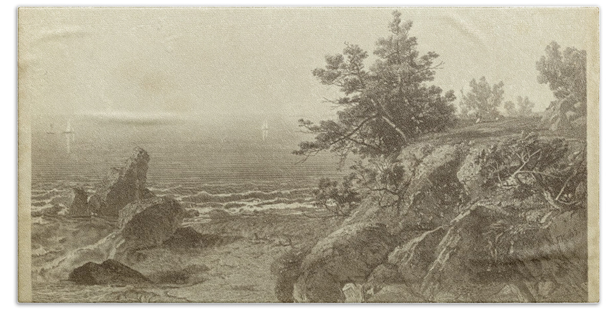 Landscapes Hand Towel featuring the painting On The Beverly Coast Mass. by Robert Hinshelwood