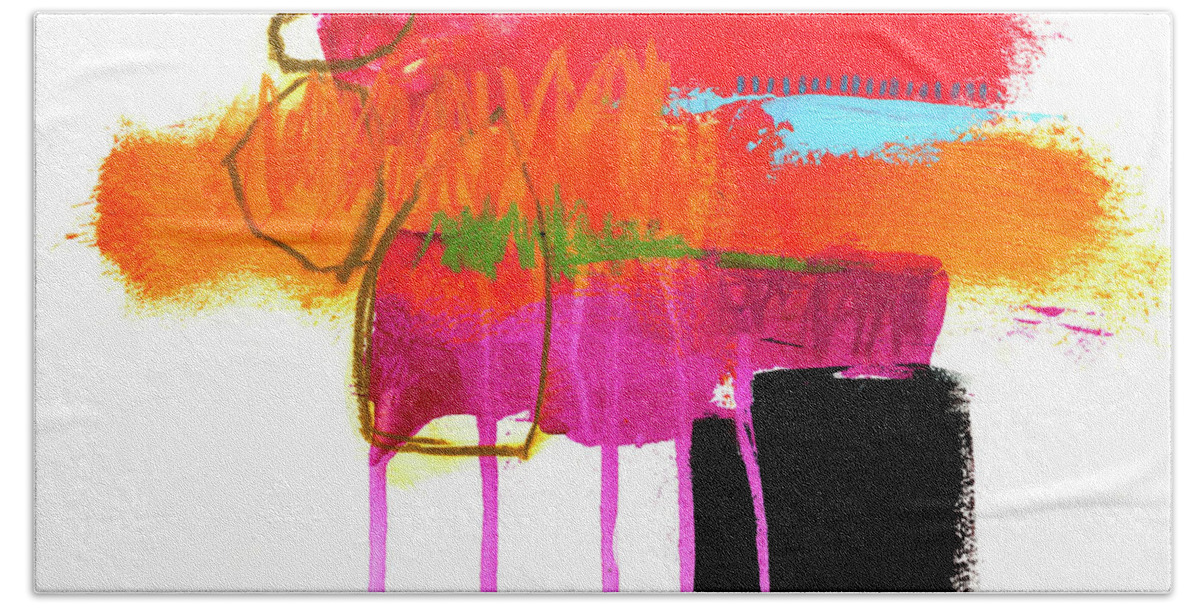Abstract Art Bath Sheet featuring the painting One of These Days #3 by Jane Davies