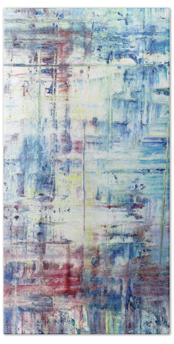 Derek Kaplan Bath Towel featuring the painting Opt.29.18 'A Place To Rest' by Derek Kaplan