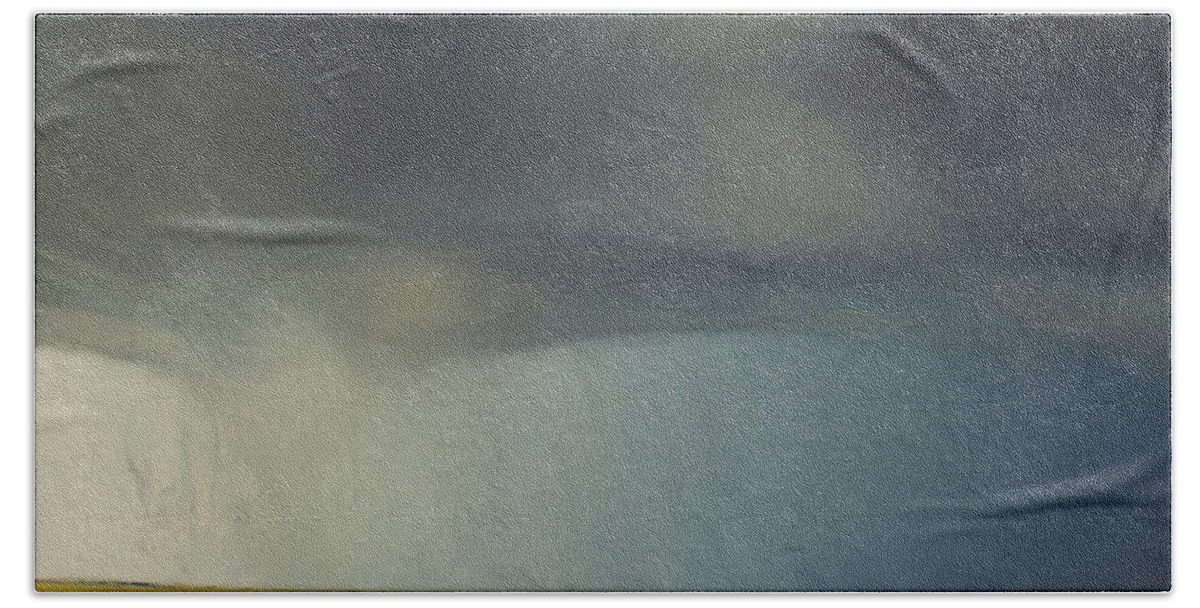 Derek Kaplan Bath Towel featuring the painting Opt.36.18 'Storm' by Derek Kaplan