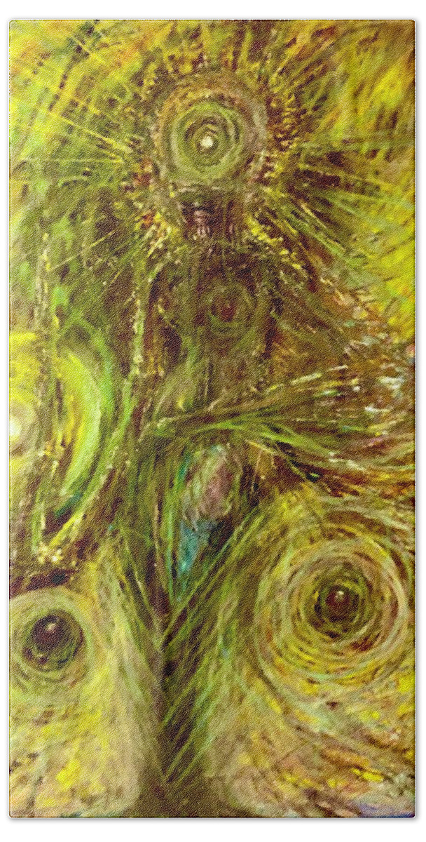  Hand Towel featuring the mixed media Oracle by David Weinholtz