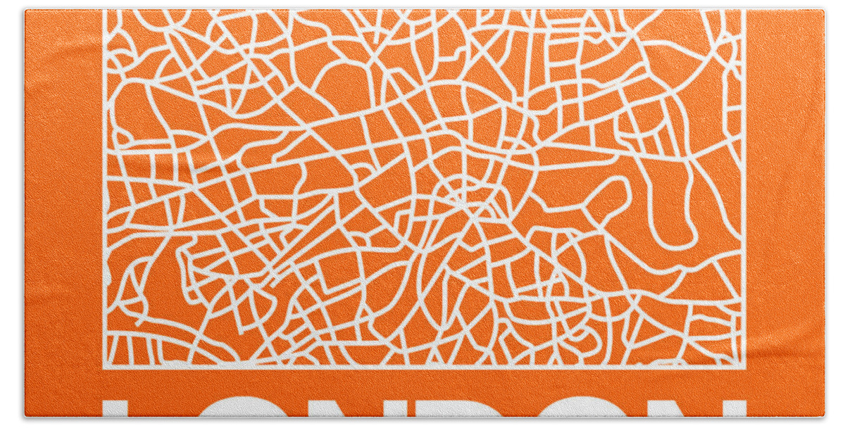 London Bath Towel featuring the digital art Orange Map of London by Naxart Studio
