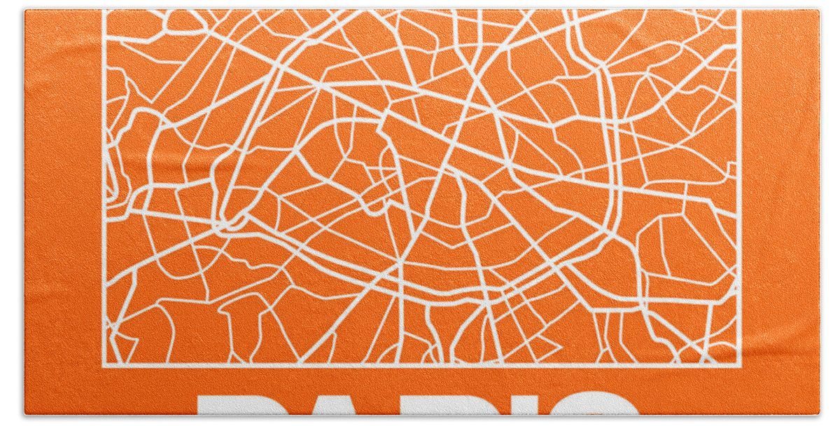 Paris Bath Towel featuring the digital art Orange Map of Paris by Naxart Studio