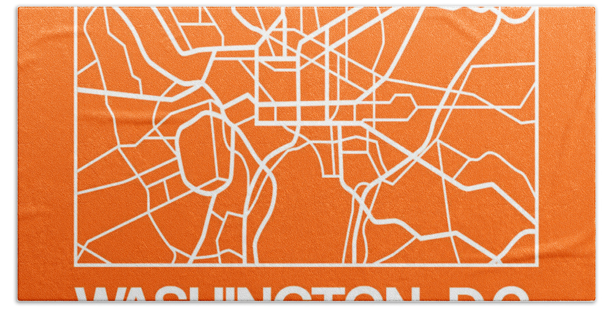 Unique Collection Of City Street Maps. American Cities Hand Towel featuring the digital art Orange Map of Washington, D.C. by Naxart Studio