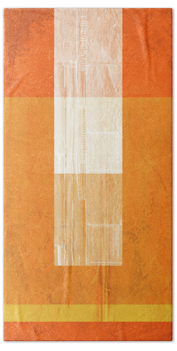 Abstract Hand Towel featuring the painting Orange Paper II by Naxart Studio