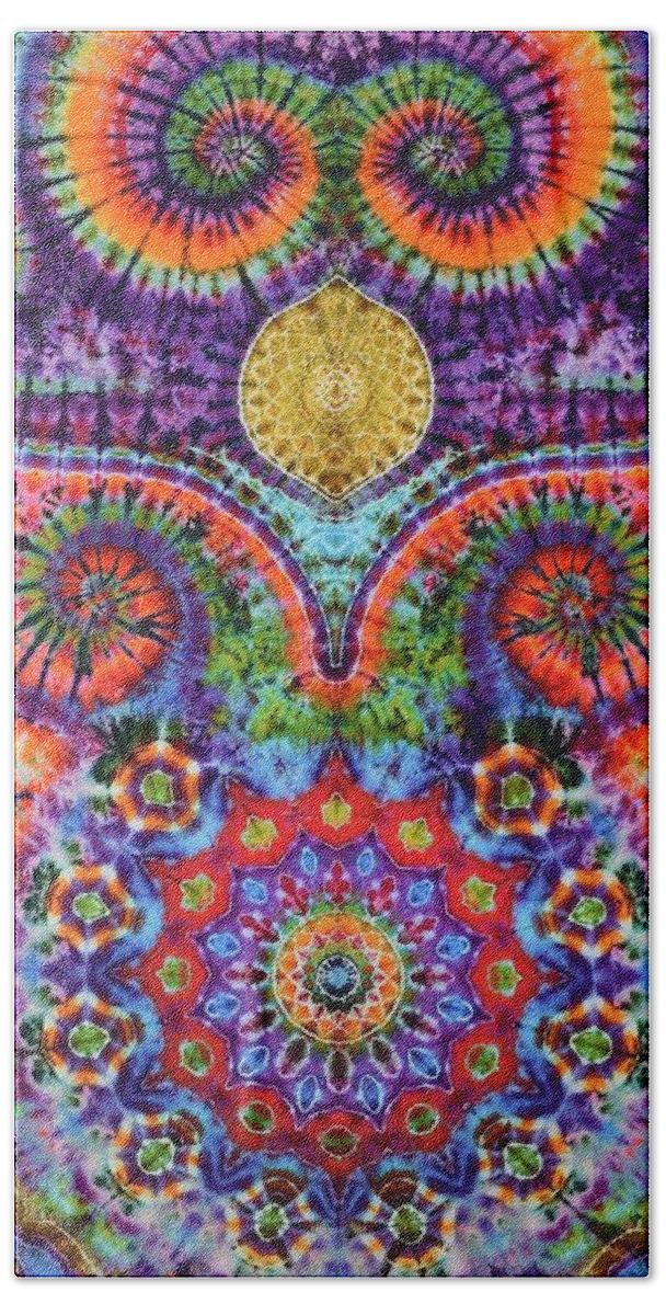 Rob Norwood Tie Die Psychedelic Art Sacred Geometry Fibonacci Hand Towel featuring the digital art Orange Sunshine by Rob Norwood