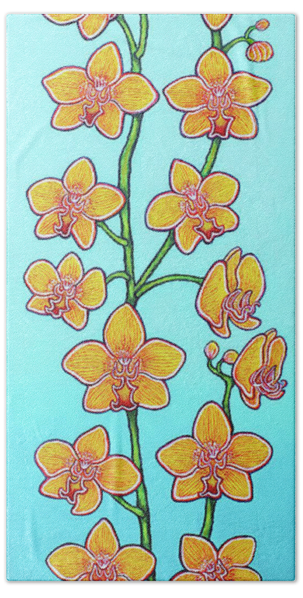 Orchids Bath Sheet featuring the painting Orchid Blue Bliss by Lisa Lorenz