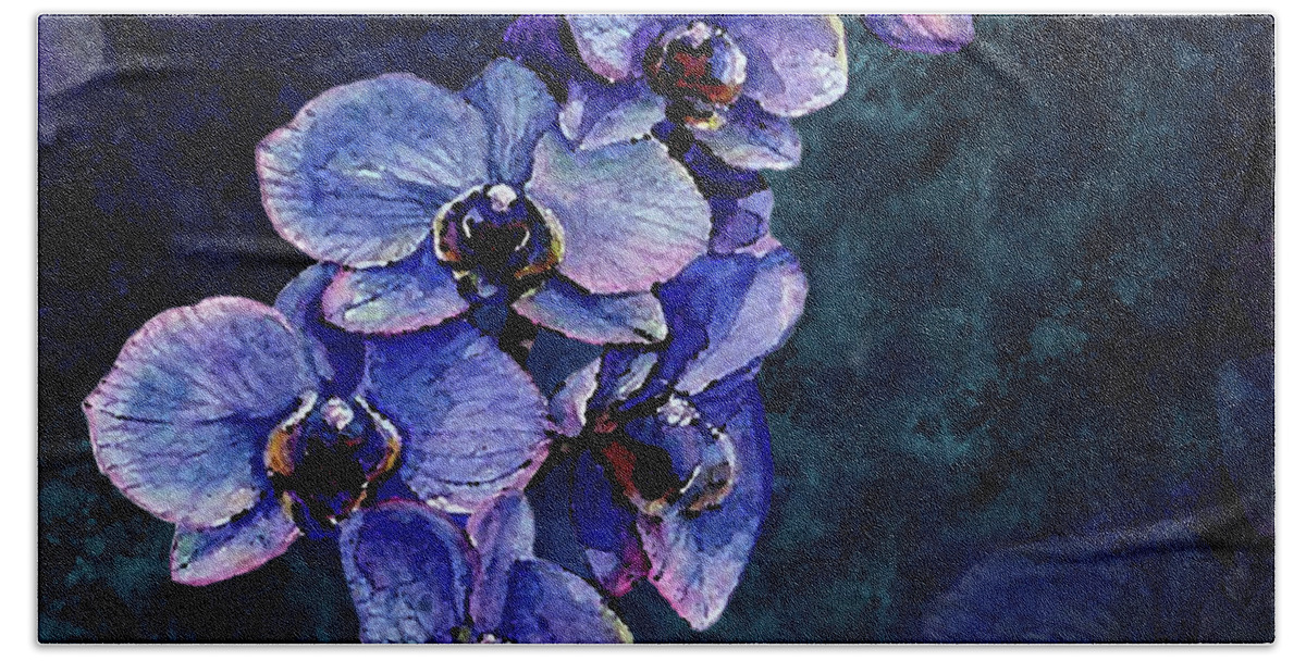 Orchids Bath Towel featuring the digital art Orchids of the Night by J Marielle