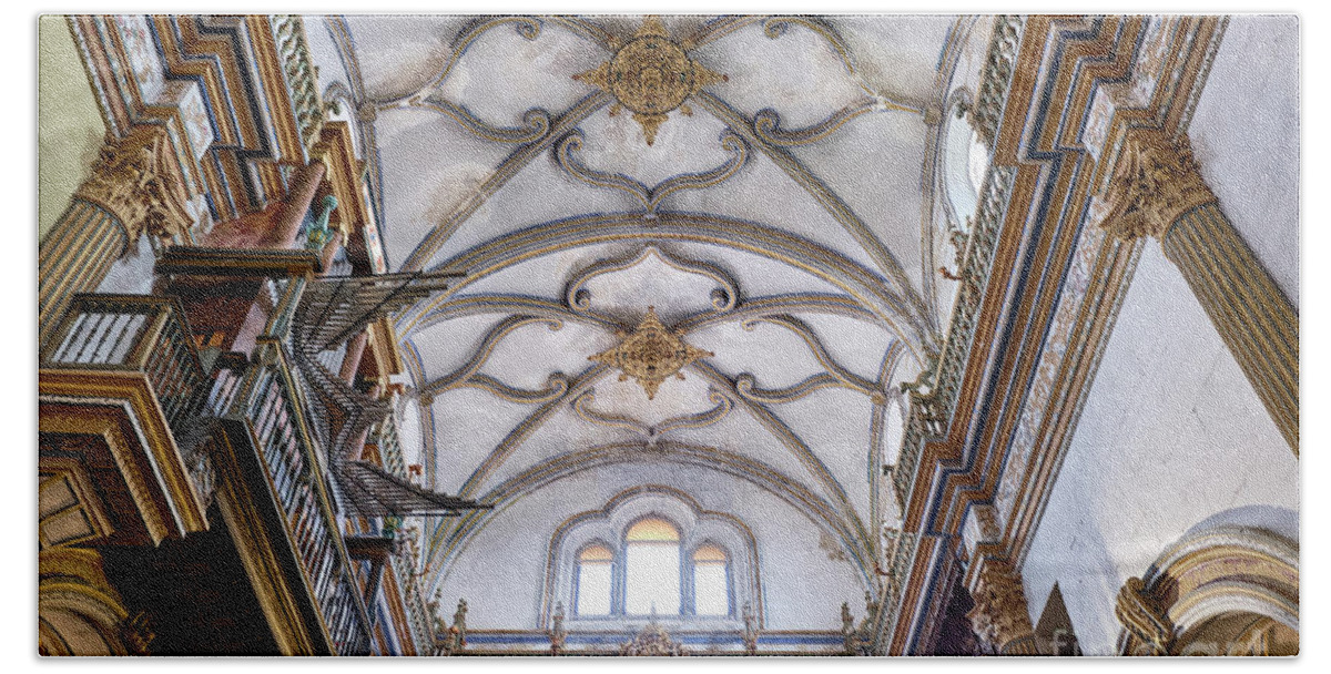 Organ Hand Towel featuring the photograph Organ and roof. Chapel. Sacra Capilla del Salvador. Jaen. Spain. 1536 by Guido Montanes Castillo