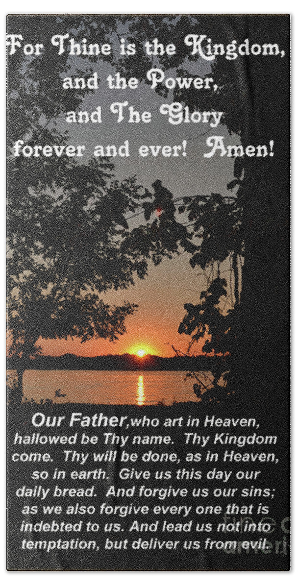 Nikoncedarlk2012 Hand Towel featuring the mixed media Our Father by Lori Tondini
