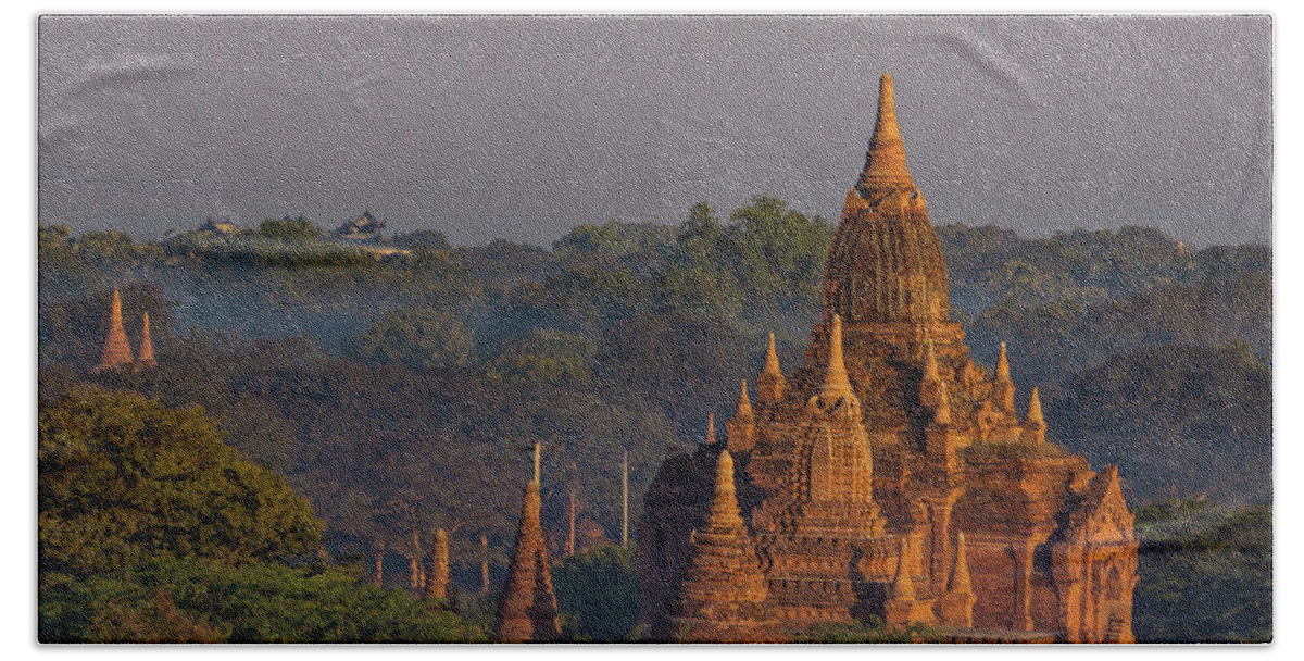 Sun Bath Towel featuring the photograph Pagoda in old Bagan, Myanmar by Ann Moore