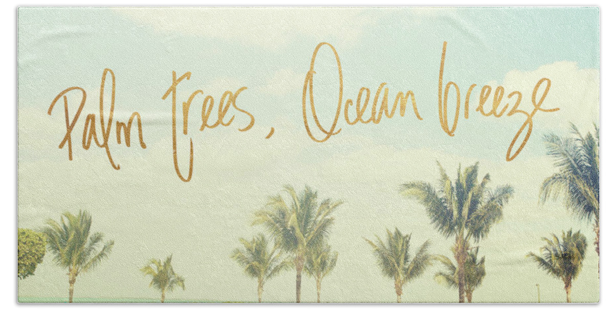 Palm Hand Towel featuring the painting Palm Trees And Ocean Breeze by Susan Bryant
