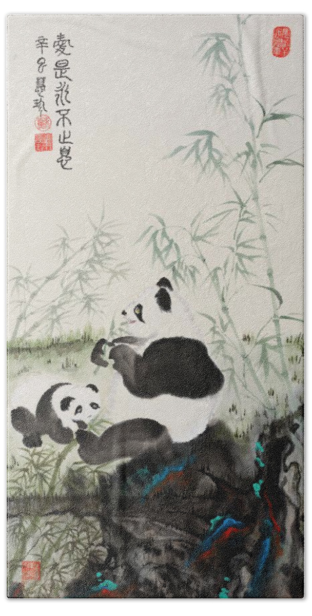 Chinese Watercolor Hand Towel featuring the painting Mother Love Forever by Jenny Sanders