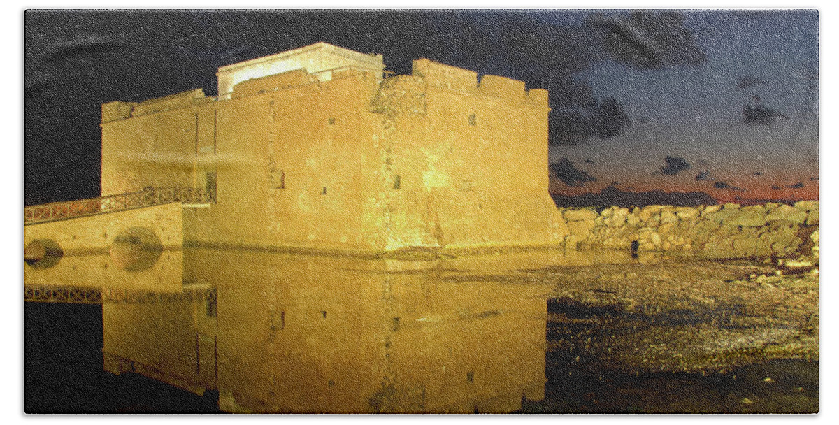 Castle Bath Towel featuring the photograph Paphos Medieval Castle by Michalakis Ppalis