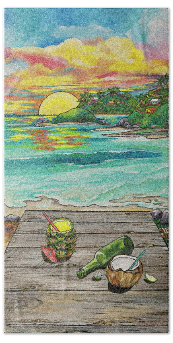 Caribbean Hand Towel featuring the painting Paradise by Patti Schermerhorn