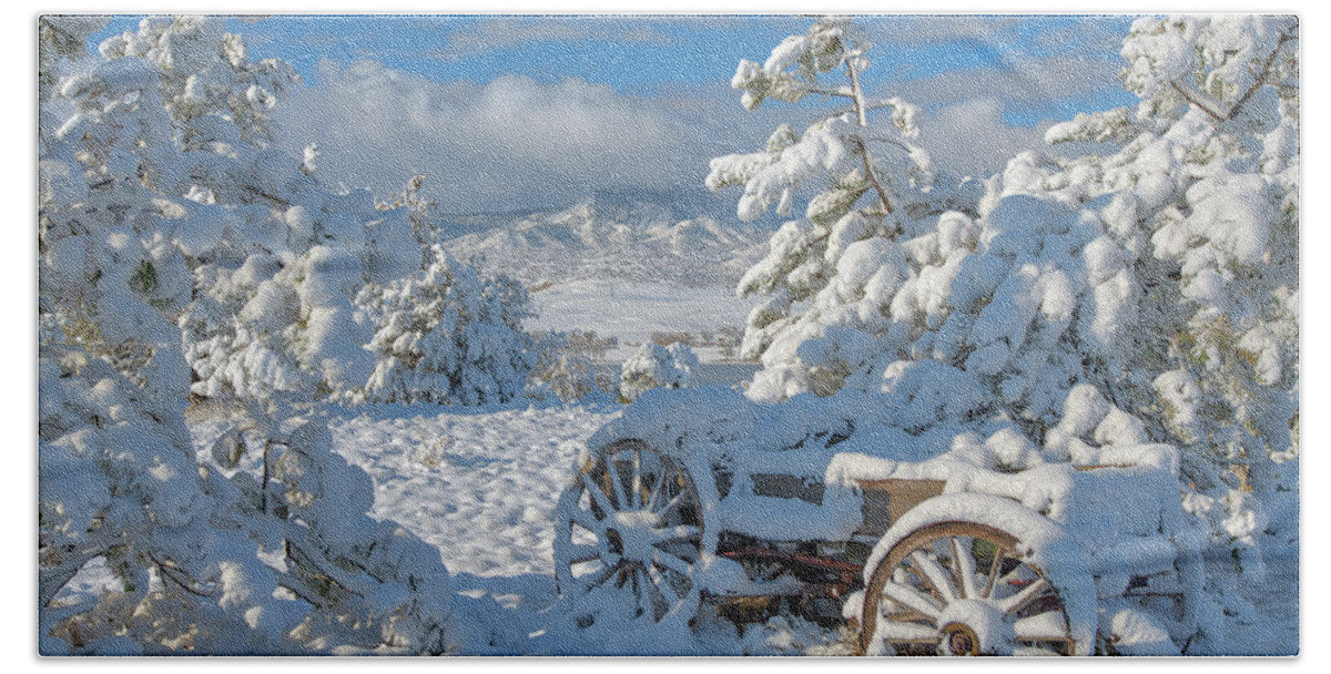 Snow Hand Towel featuring the photograph Parked for the Winter by Darren White