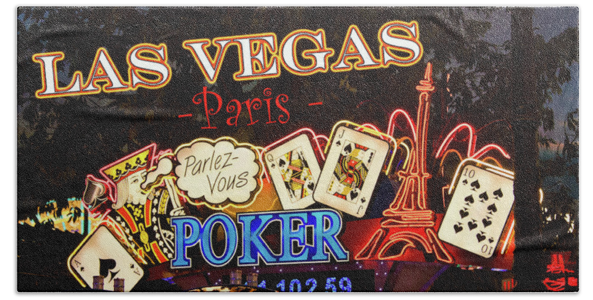 Las Vegas Bath Towel featuring the photograph Parlez Vous Poker by Tatiana Travelways
