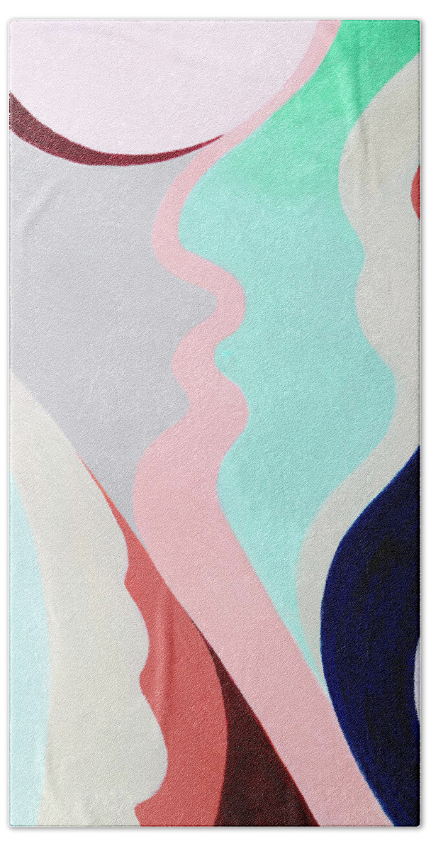 Abstract Hand Towel featuring the painting Pastel Highlands I by Grace Popp