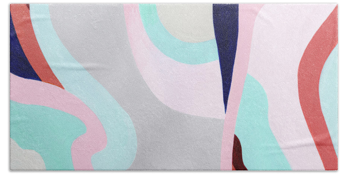 Abstract Hand Towel featuring the painting Pastel Highlands Vi by Grace Popp