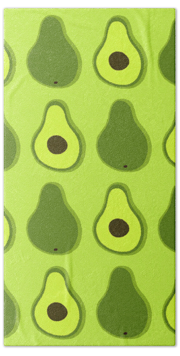 Avocado Hand Towel featuring the drawing Pattern of Avocados by CSA Images