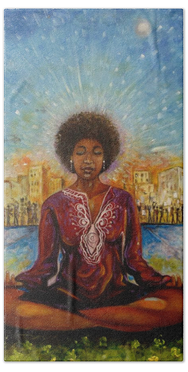 African American Art Hand Towel featuring the painting Peace by Emery Franklin