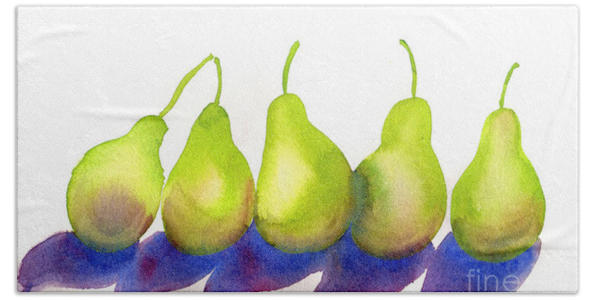 Pears Bath Towel featuring the painting Pears by Amy Stielstra