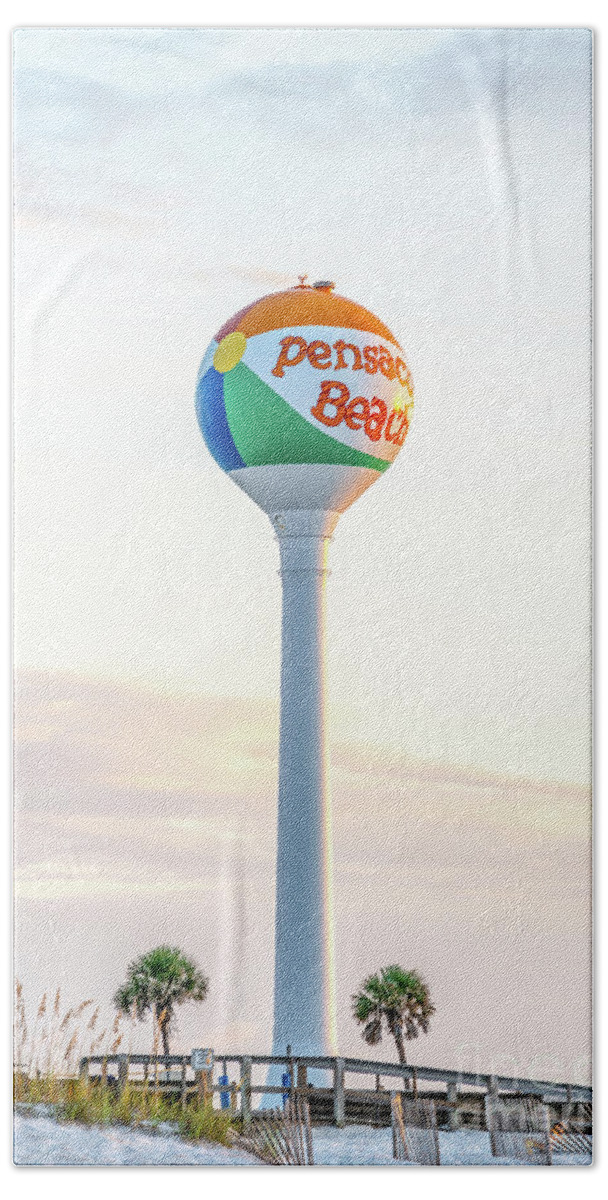 America Hand Towel featuring the photograph Pensacola Florida Beach Ball Water Tower Photo by Paul Velgos