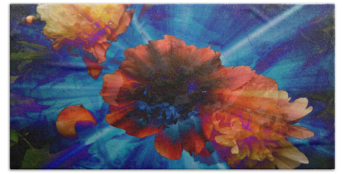 Peony Flowers Bath Towel featuring the photograph Peonies in Blue Light by Mike McBrayer