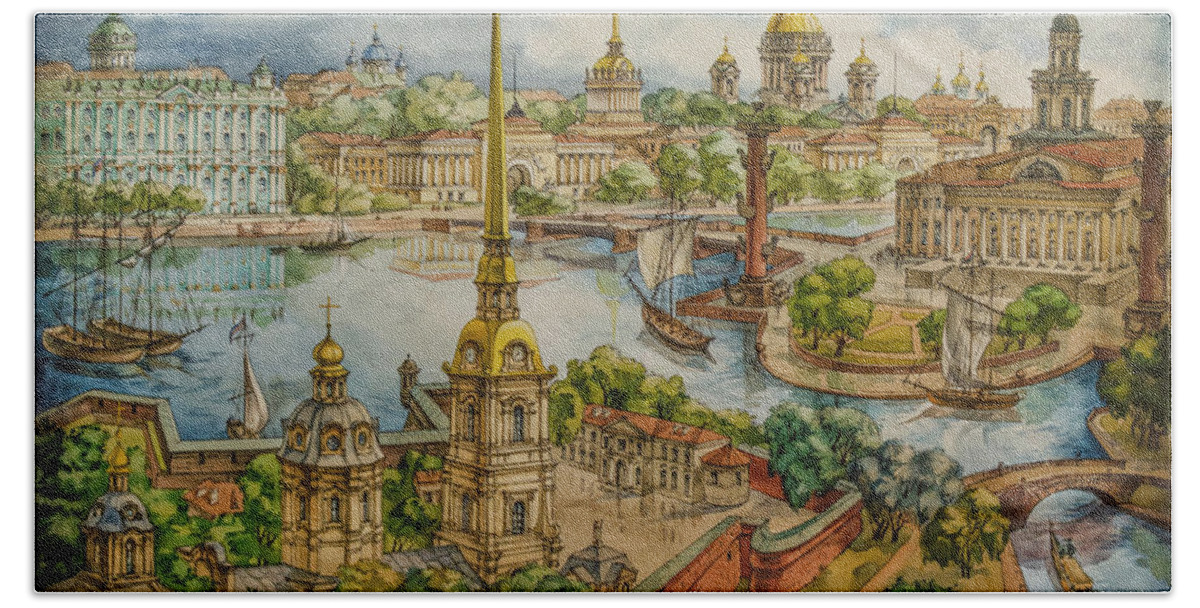 Peter And Paul's Fortress Bath Towel featuring the photograph Peter and Paul's Fortress by Maria Rabinky