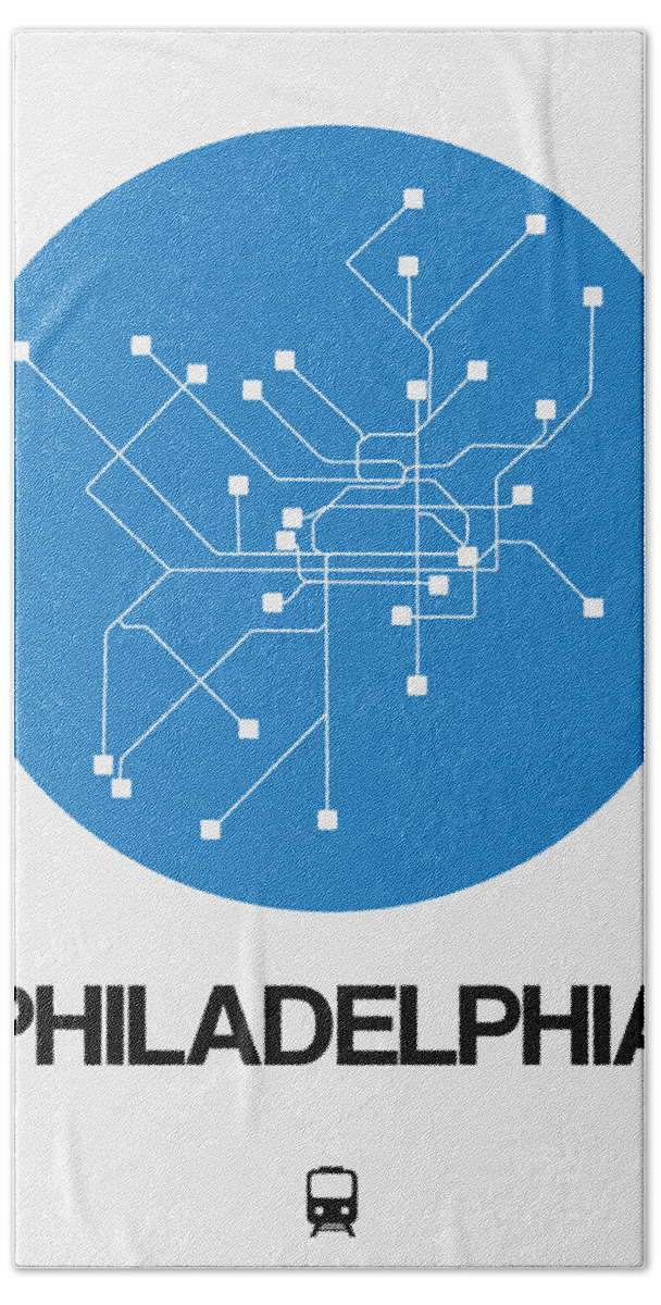Philadelphia Hand Towel featuring the digital art Philadelphia Blue Subway Map by Naxart Studio