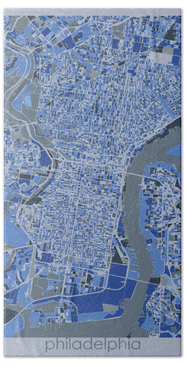 Philadelphia Hand Towel featuring the digital art Philadelphia Map Retro 5 by Bekim M