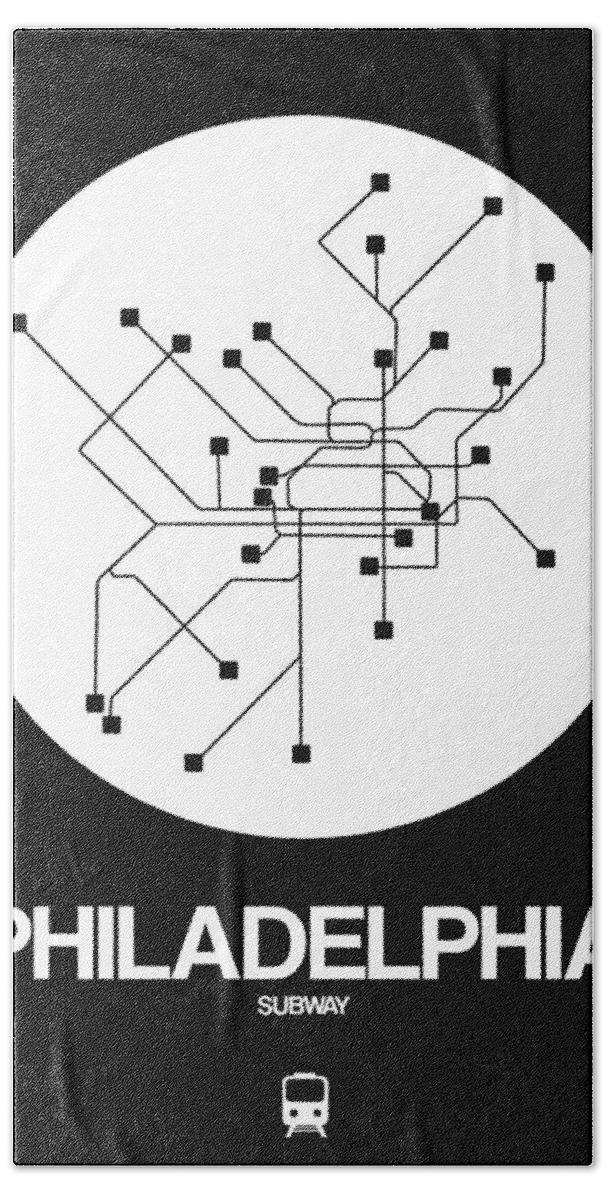 Philadelphia Hand Towel featuring the digital art Philadelphia White Subway Map by Naxart Studio