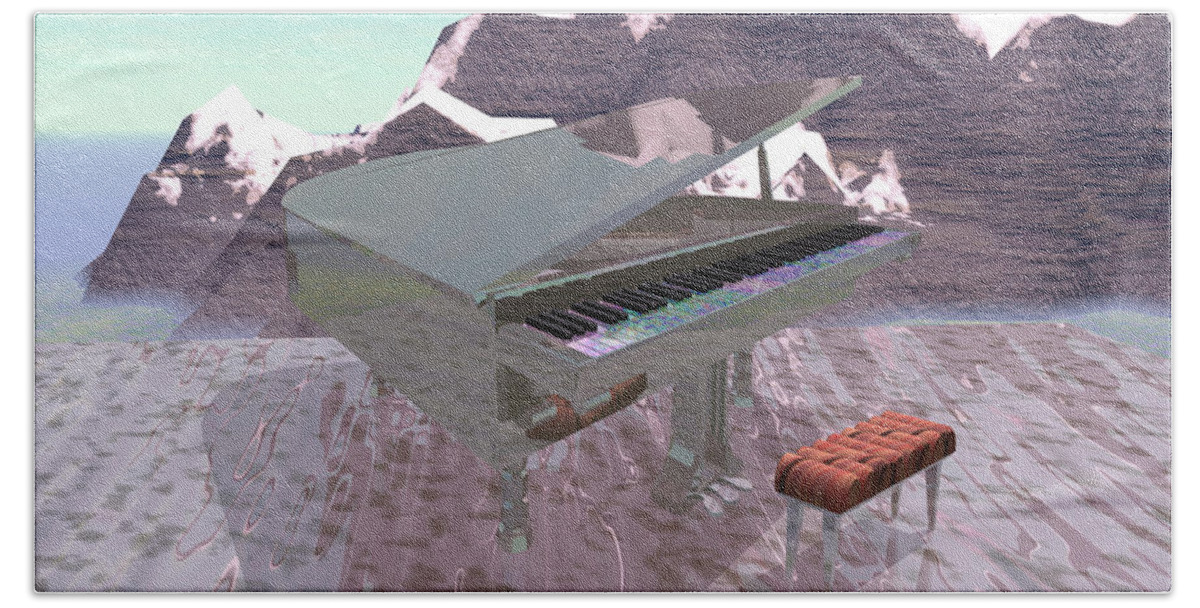 Piano Bath Towel featuring the digital art Piano Scene by Bernie Sirelson