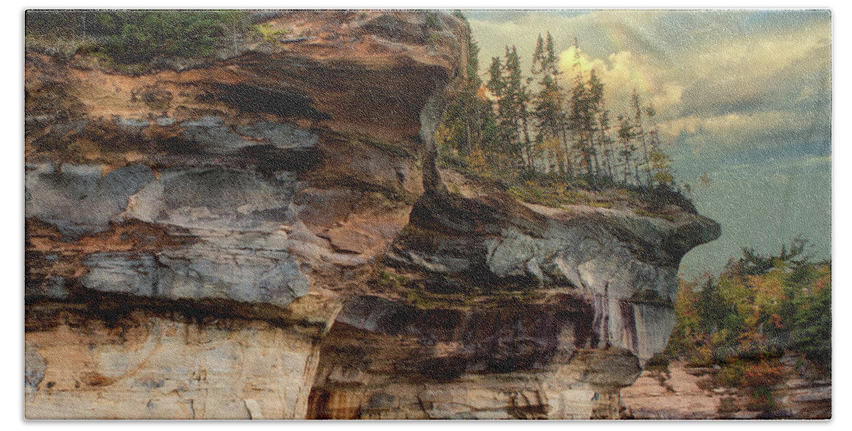 Evie Hand Towel featuring the photograph Pictured Rocks Michigan by Evie Carrier
