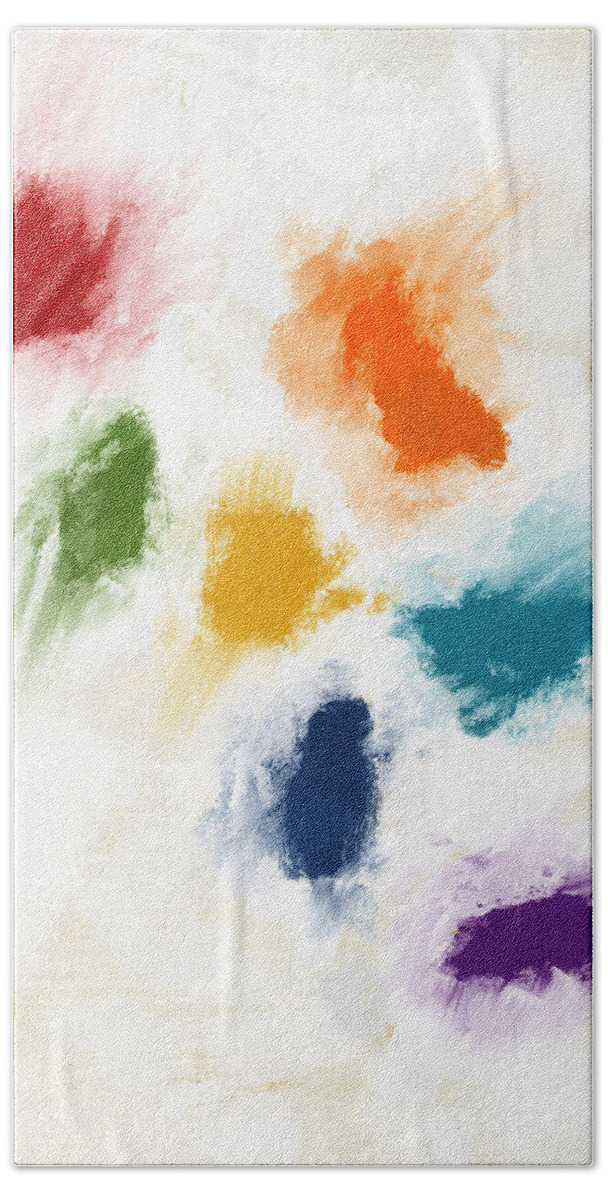 Abstract Bath Towel featuring the painting Piece Of The Rainbow- Art by Linda Woods by Linda Woods