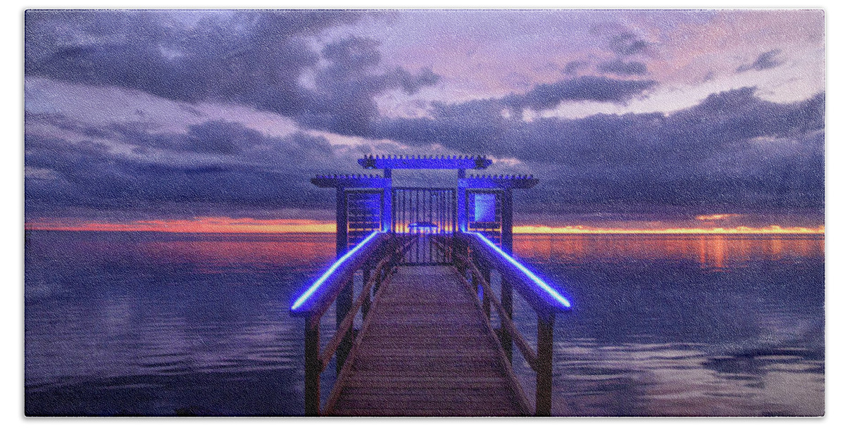 Pier Bath Towel featuring the photograph Pier Blues 4 by Christopher Rice
