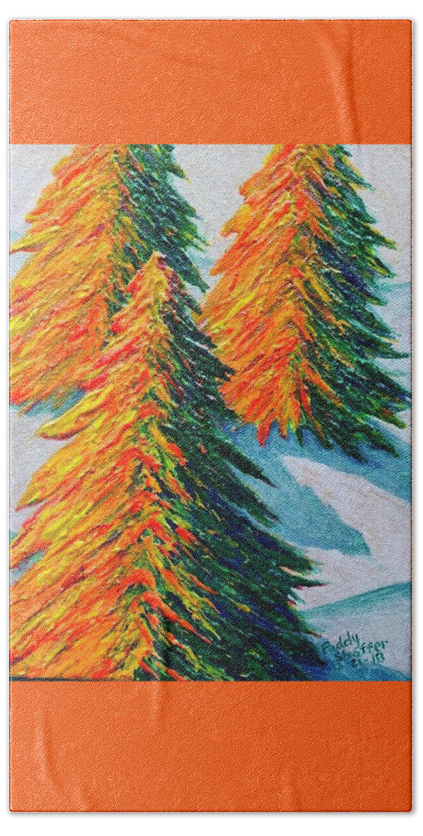Pines In The Snow Bath Towel featuring the photograph Pines in the Snow by Paddy Shaffer