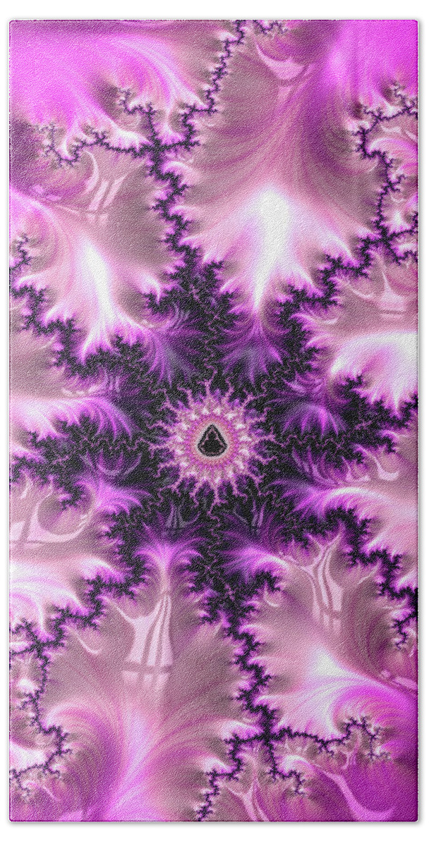 Fractal Bath Towel featuring the digital art Pink and purple abstract Fractal by Matthias Hauser