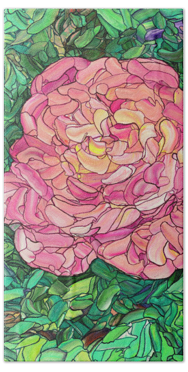 Flowers Hand Towel featuring the painting Pink Rose by James W Johnson