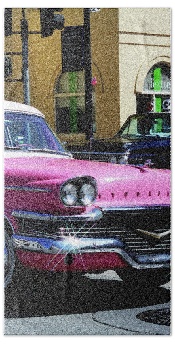 Pink Hand Towel featuring the photograph Pink Studebaker by Jeff Floyd CA