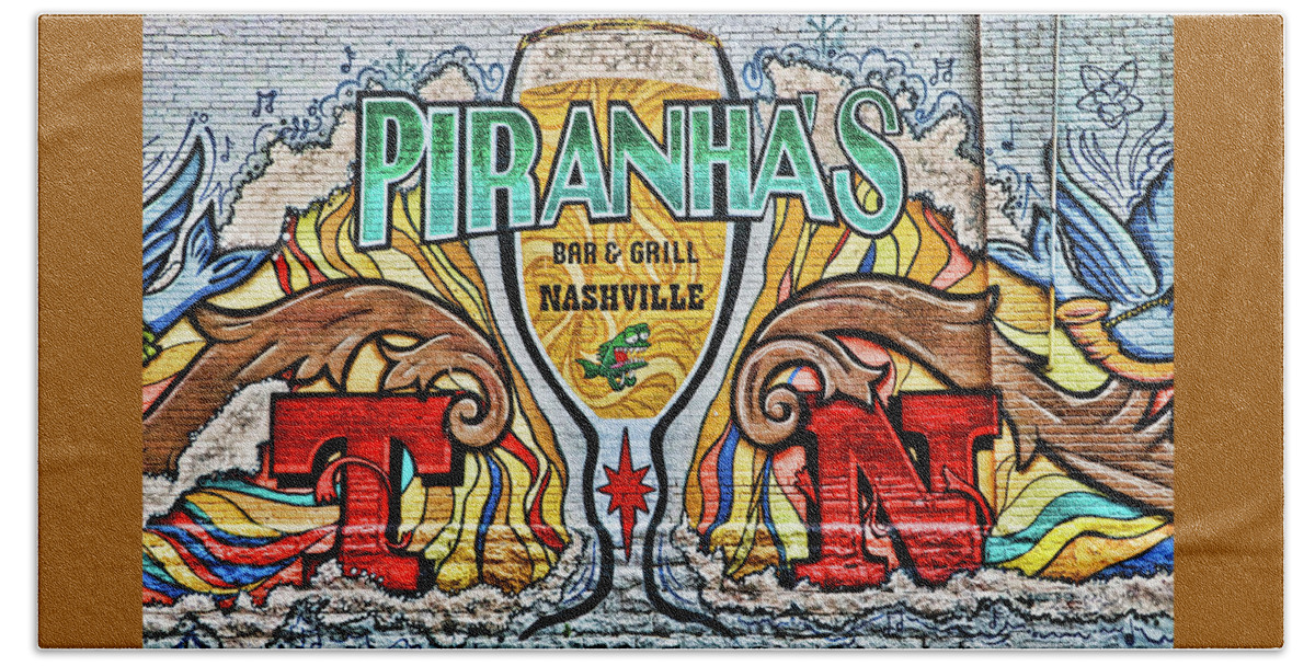 Food Bath Towel featuring the photograph Piranaha's Bar and Grill # 2 - Nashville by Allen Beatty