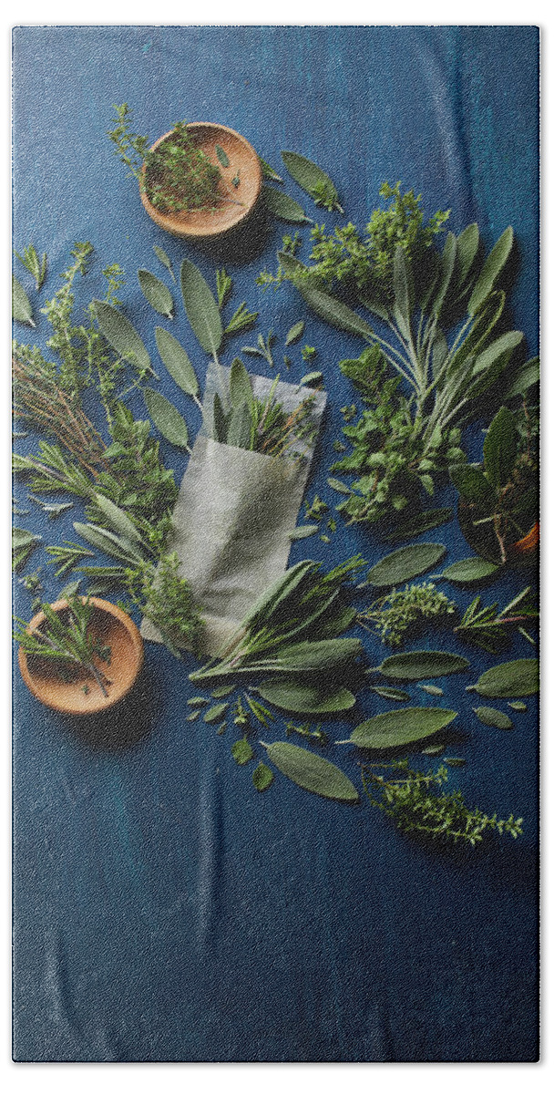 Cuisine At Home Hand Towel featuring the photograph Playful Herbs by Cuisine at Home