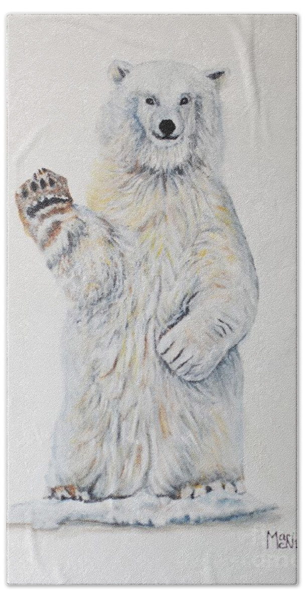 Polar Bath Towel featuring the painting Polar Bear Baby 2 by Marilyn McNish