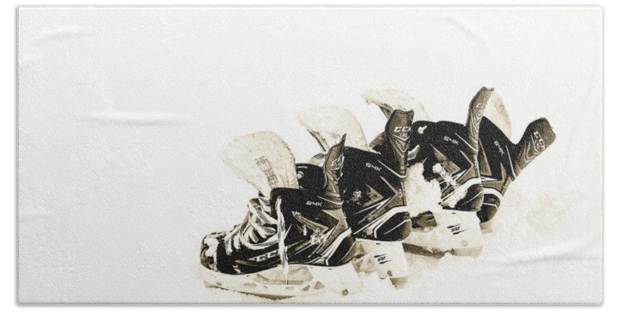 Ice Skates Hand Towel featuring the photograph Pond Skates by Darcy Dietrich